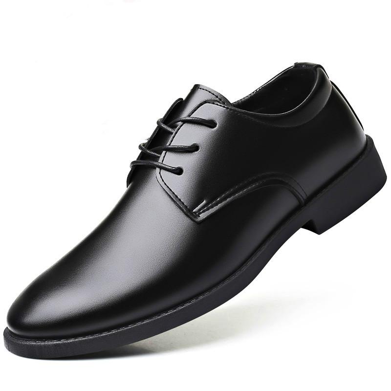 

2020 New Men Formal Shoes Solid Color Lace Up Business Shoes Wedding Dress Man Fashion Flats, Black