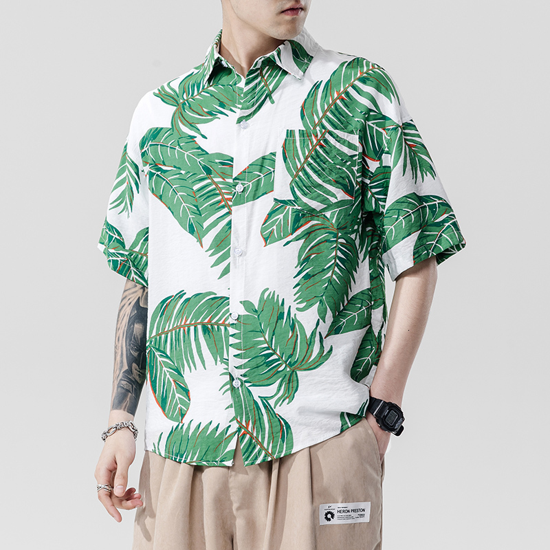 

2021 Brand New 2021beach Summer Print Flower Short Sleeves Hawaii Collar Korea Style Shirt for Men's Harajuku Clothing C8ib, C3010 1