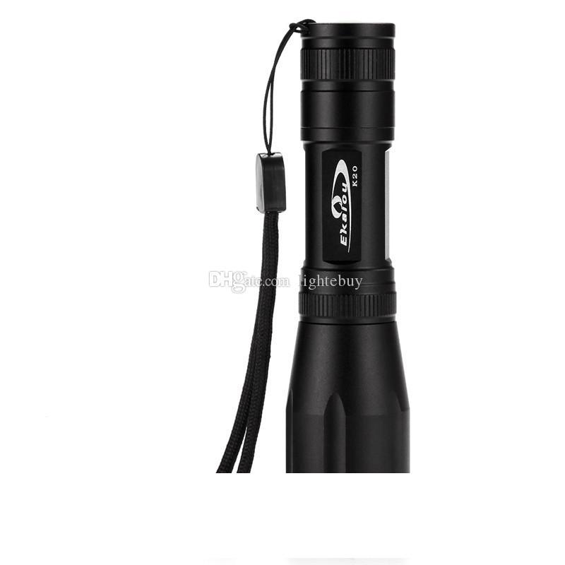 

Black K20 LED Flashlights Zoomable Tactical XML T6 Torches for Camping 3800 Lumen Aluminum Alloy Material light Hot Sale XML3T6