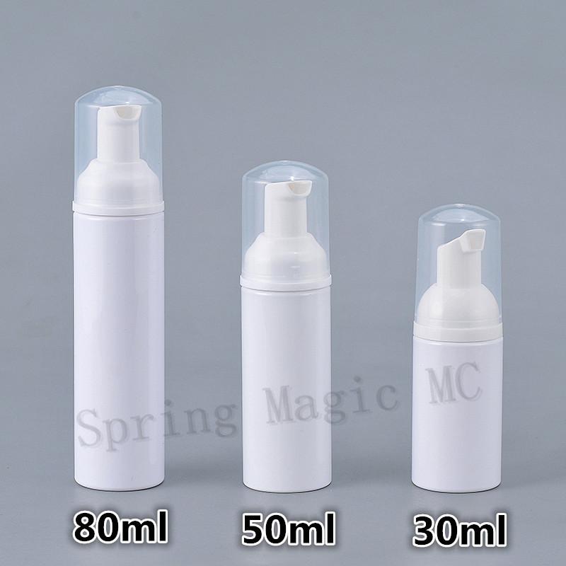 

50ML White Foam PET Plastic Bottle With Clear Lid,Gold/White pump Mousse Foaming Bottles For Facial Cleanser/Shampoo Containe