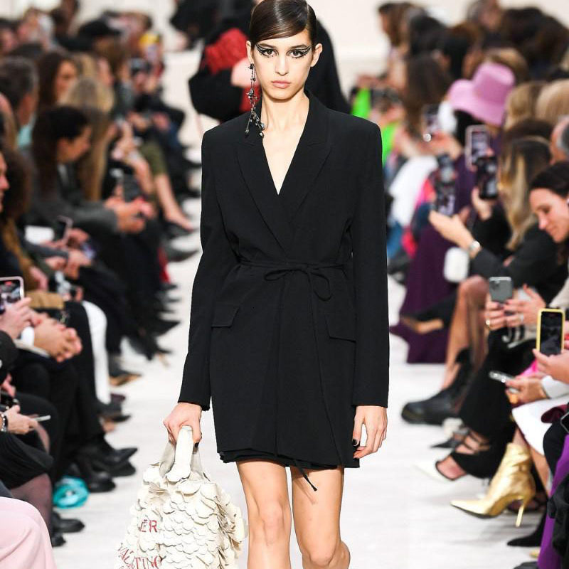 

2021 New Fall Sexy Style with Long Sleeve Cleavage Pocket Thin Temperament Mini Jacket Dress Women's High-quality Fashion Clothes Hto6, Black