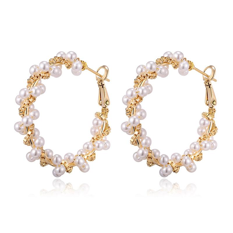 

Big Circle Hoop Earrings For Women New Simulated Alloy Pearls Round Earring Fashion Jewelry boucle d'oreille femme 2020