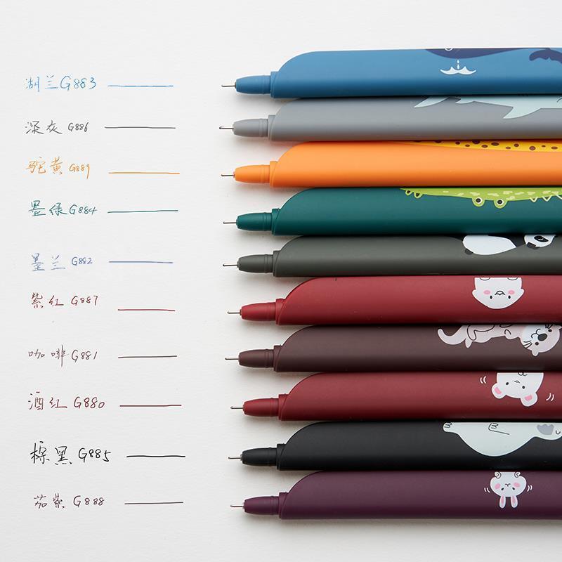 

1pcs Creative Stationery Triangle Pen Kawaii Animal Student Ruler Vintage Gel Pen 0.5mm Color Refill School Office Supplies1