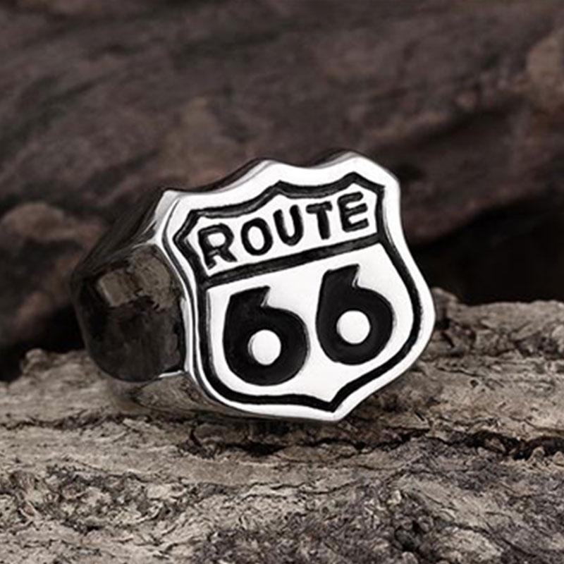 

New Store 316L Stainless Steel Ring High Quality USA Biker Road ROUTE 66 Ring For Men Motor Biker Men's Jewelry