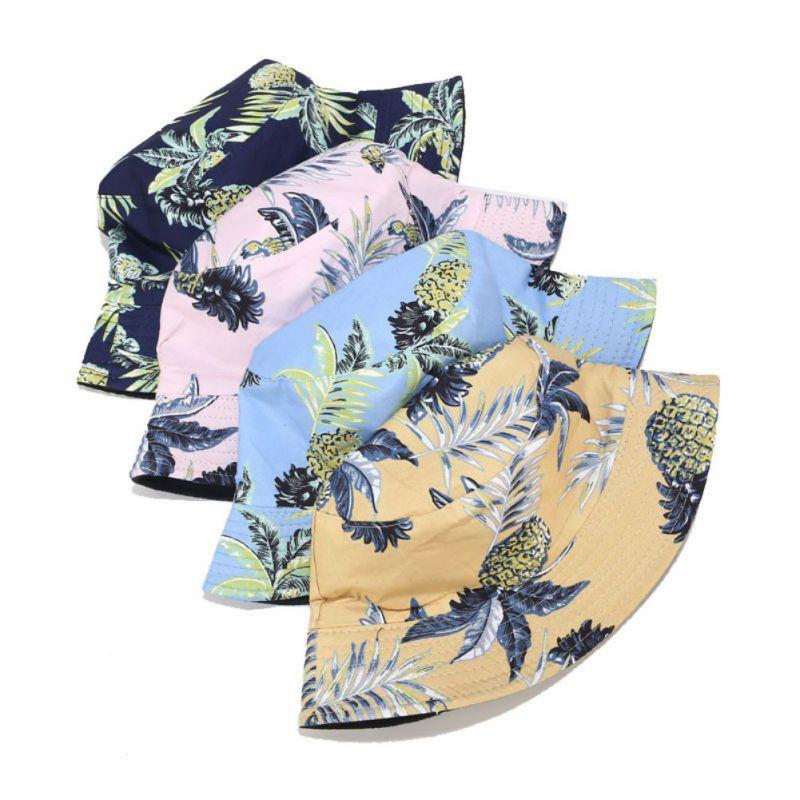 

Fisherman Hat Female Cotton Pineapple Double-sided Wearing Basin Hat Spring And Summer Outdoor Sun fashion style, classic st, Blue