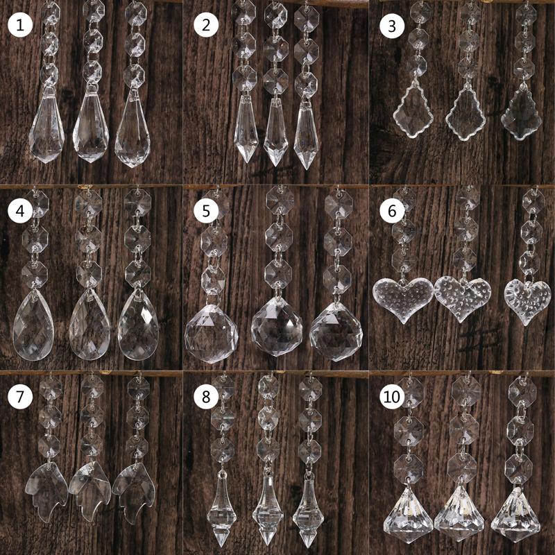 

10pcs Acrylic Crystal Beads Drop Shape Garland Chandelier Hanging Party Decor Wedding Decoration Centerpieces For Tables C0125