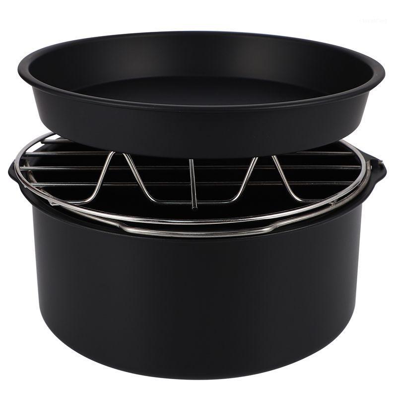 

7 Inch Fryer Accessory 3 In 1 Multifunctional Air Fryer Accessories Set Kit Parts Bread Shelf Cake Barrel Pizza Pan1