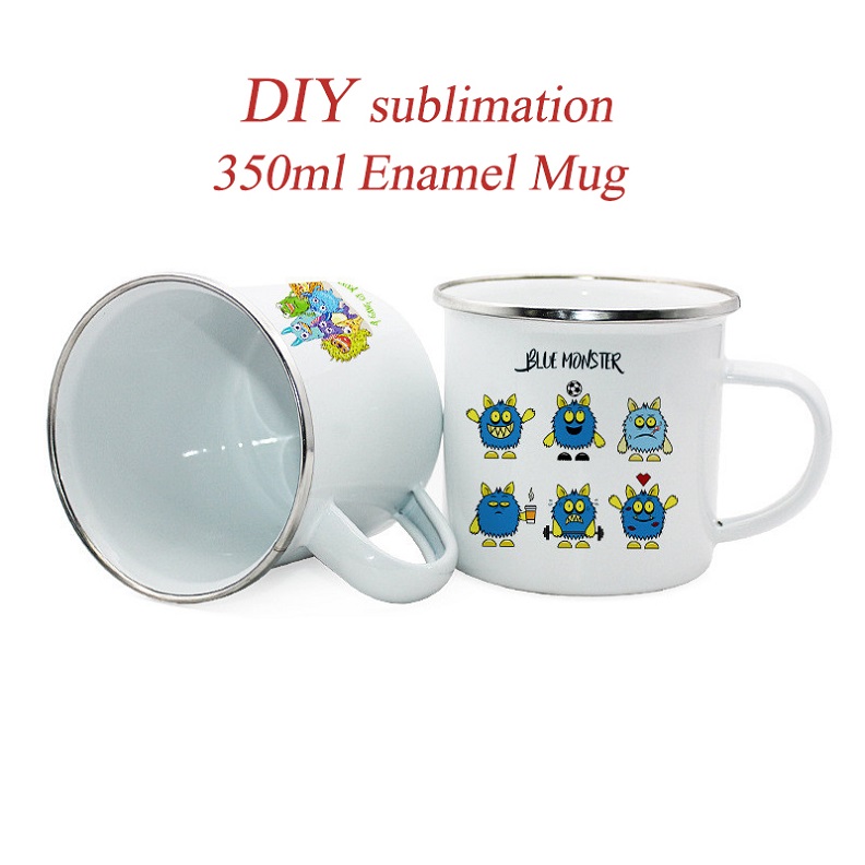 

DIY Sublimation 350ml Enamel Mug Enamel Steel Mug Enamelled Mug Enamel Camping Coffee MugGreat for Coffee, Tea, Camping, White