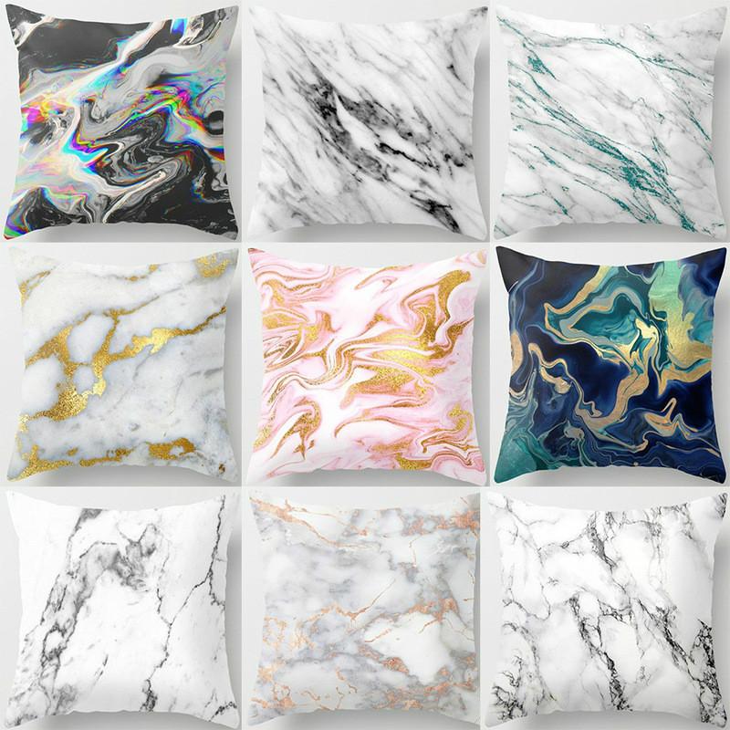 

45*45cm Marble Texture Nordic Style Peach Skin Pillowcase Car Cushion Cover