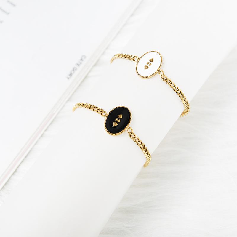 

Charm Bracelets Original Design Enamel Titanium Steel Metal Chain Bracelet Women Minority Geometric Oval Vintage For YC-40