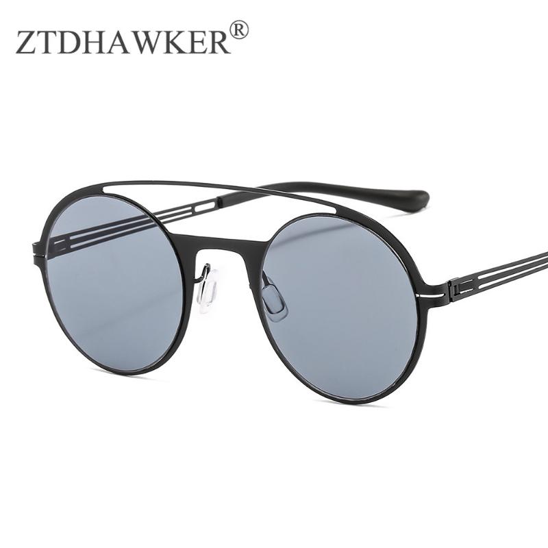 

New Men and Women Fashion Glasses Round Frame Stainless Steel Elastic Temple Sunglasses Personality