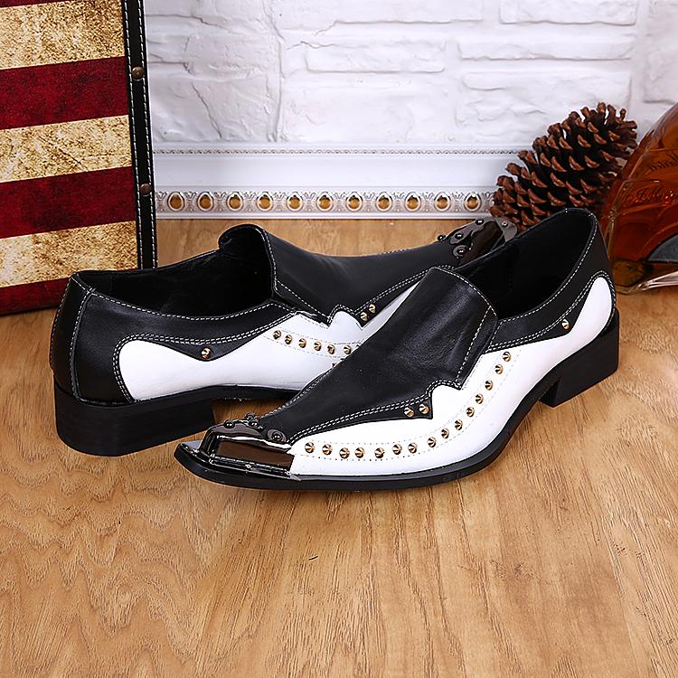 

sapato masculino social black white studdded oxford shoes for men genuine leather pointed toe wedding office zapato hombre flats, As picture