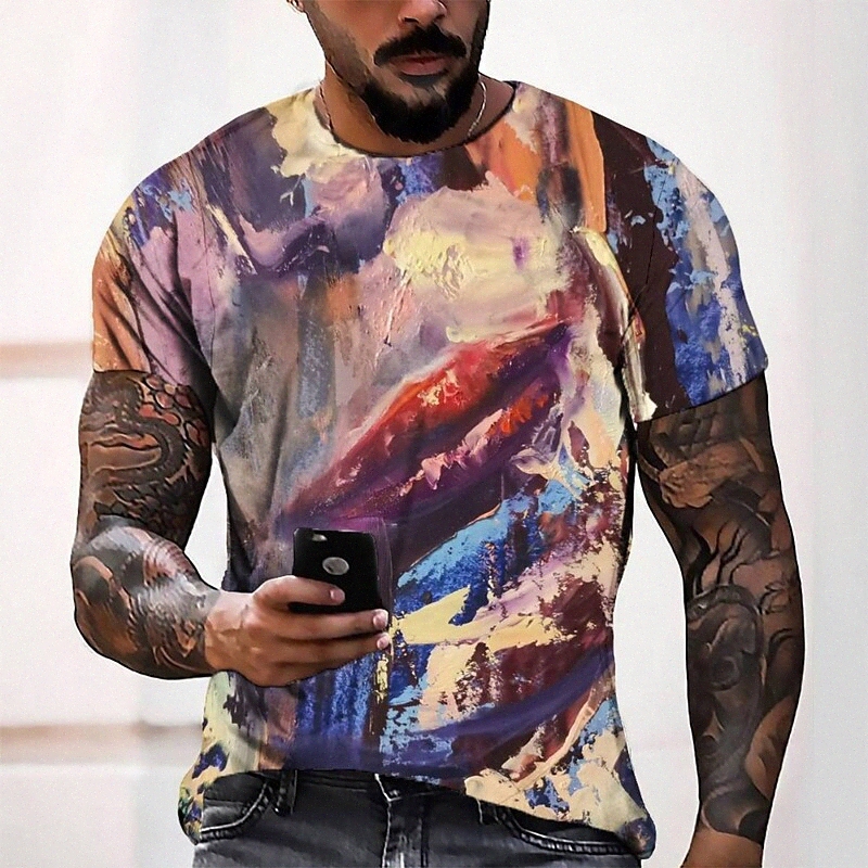 T-shirt Tee T-shirt 3D Imprimer graphique Cou rond Casual quotidien Quotidien 3D imprimé à manches courtes Tops de mode Cool confortable bleu G41