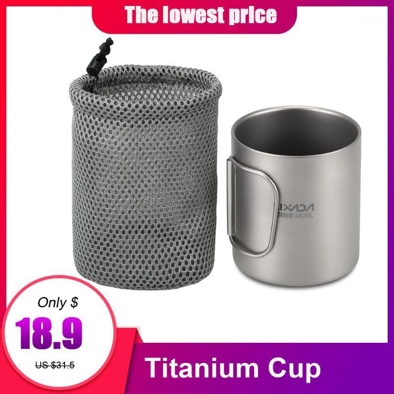 

Lixada 220ml/450ml Titanium Double Wall Cup Water Coffee Cup Mug with Foldable Handle Camping Tableware Hiking Accessories1