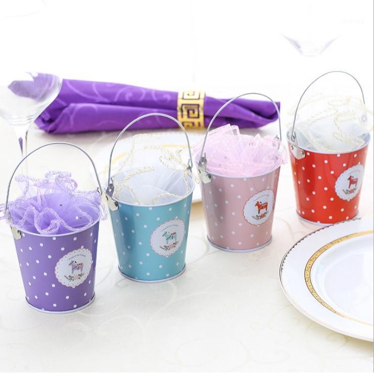 

100pcs Tinplate Pail Candy Box Metal Mini Tin Bucket Gift box with Handles Wedding Favor Event Party Supplies wen56391