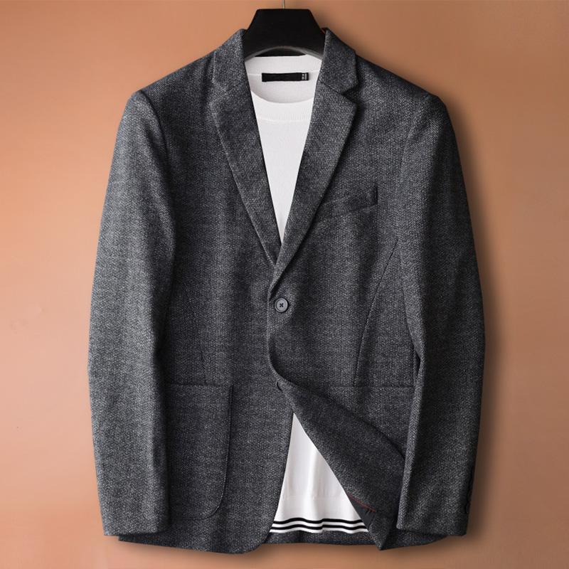 

New Arrival Winter Thickened Warm Casual Men Fashion Blazer Herringbone Fabric Single Breasted Jacket Suit Plus Size -3XL 4XL, Hxz19069