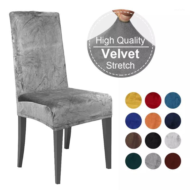 

High Quality Velvet Dining Chair Cover Spandex Elastic Chair Slipcover Dining Room Covers Seat Case for Room Hotel1