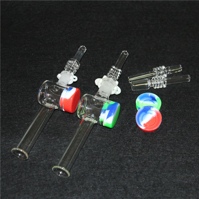 

Nectar Collector quartz tips dab glass hookah with silicone wax container oil rig Straw Concentrate 10 mm 14mm Joint
