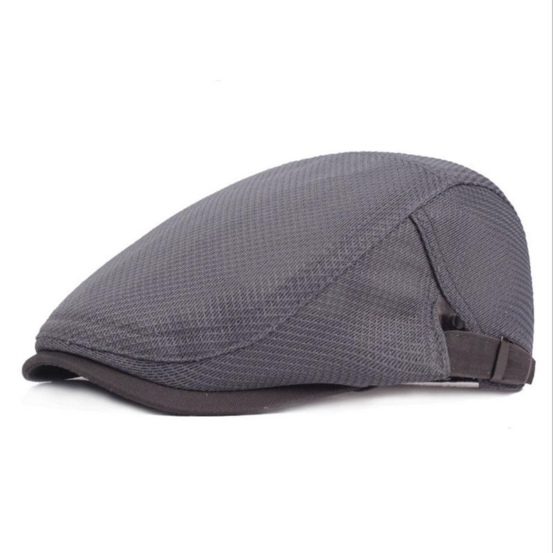 

Summer Spring Mesh Men Women Beret Cap, Breathable Adjustable Peaked Visor Flat Hat Casual Driving Berets Golf Newsboy Cap, White