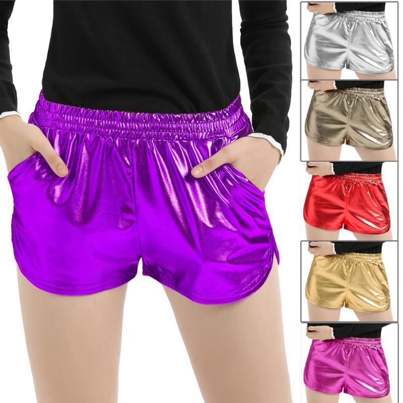 

Women Shorts Summer Clothing Solid Color Elastic Waist Shorts With Pockets High Waist Sexy Casual Holiday Youth1, Black