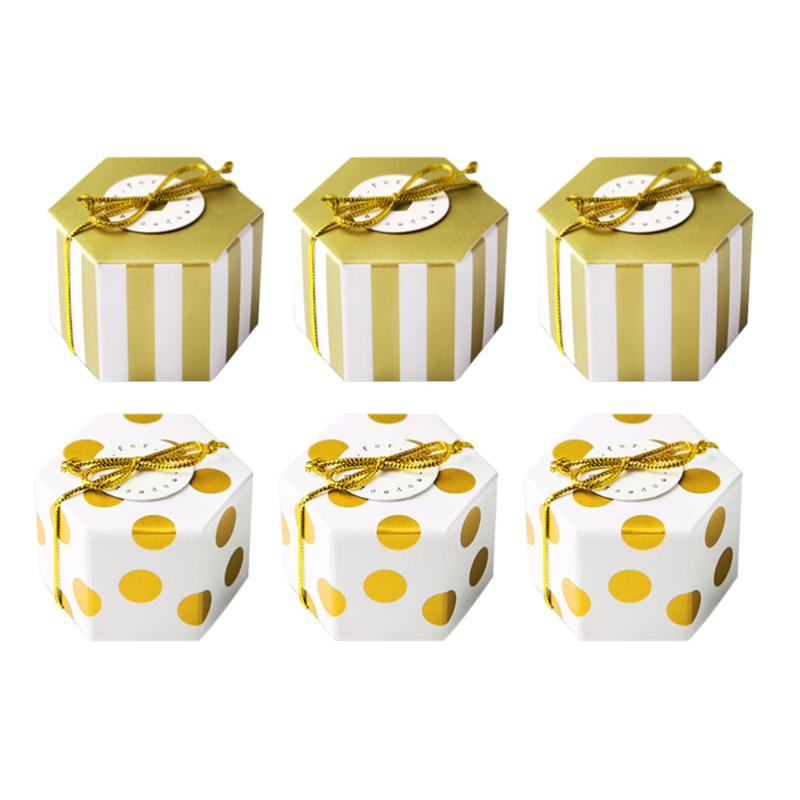 

Candy Boxes Hexagon Stripe/Dots Chocolate Boxes Packaging for Party Wedding