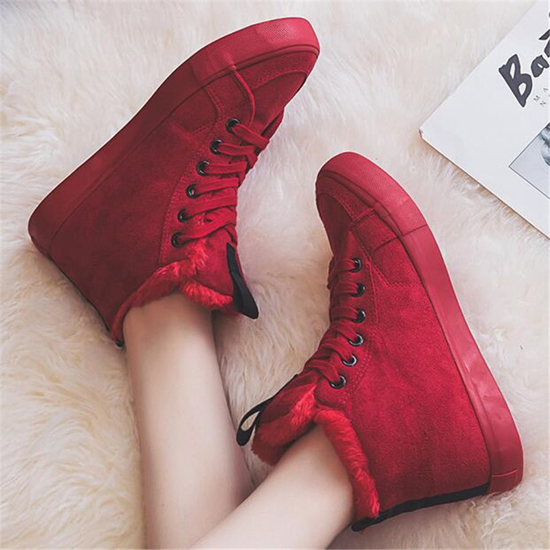 

Winter 2021 New Woman Fashion Fur Boots Keep Warm Shoes Lace Up Round Toe Women's Comfortable Black -40 98YC