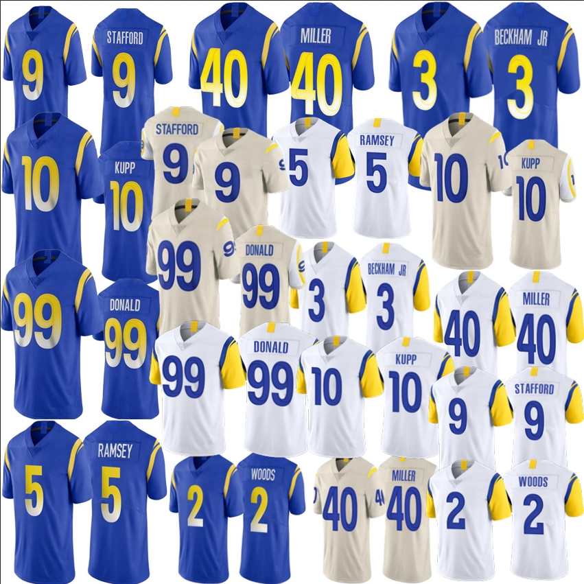 

Men 99 Aaron Donald Football 3 Odell Beckham Jr 40 Von Miller 9 Matthew Stafford 5 Jalen Ramsey 10 Cooper Kupp 2 Robert Woods Jerseys, Beige