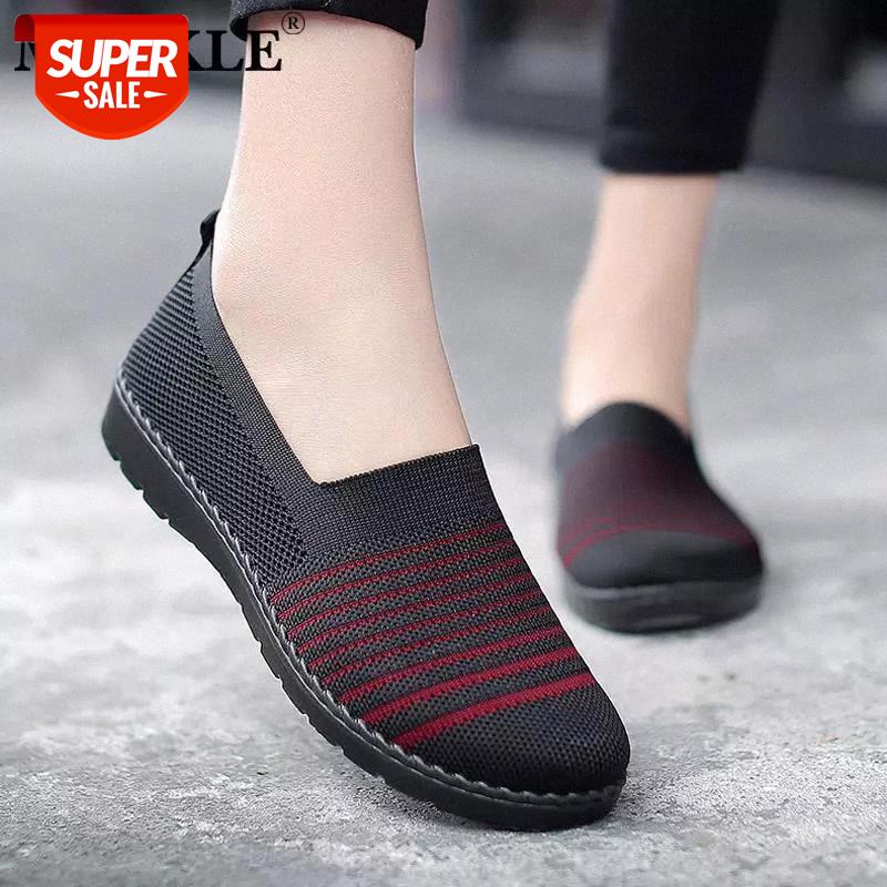 

MCCKLE Flat Shoes Women Knitted Mesh Breathable Casual Loafers Female Slip On Ballets Shallow Walking Mother Shoes Autumn New #Yr9e, Black
