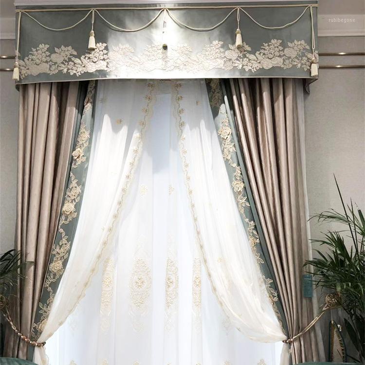 

Curtain & Drapes Green European Elegant Blackout Curtains 3D Flower Embroidery Design Tulle For Living Room Bedroom Purple #41