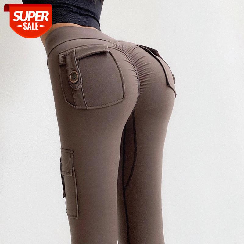 

NORMOV Pocket Women Leggings Solid High Waist Push Up Polyester Skinny Workout Leggings Cargo Pants Fitness Feminina #313Z, Black;white