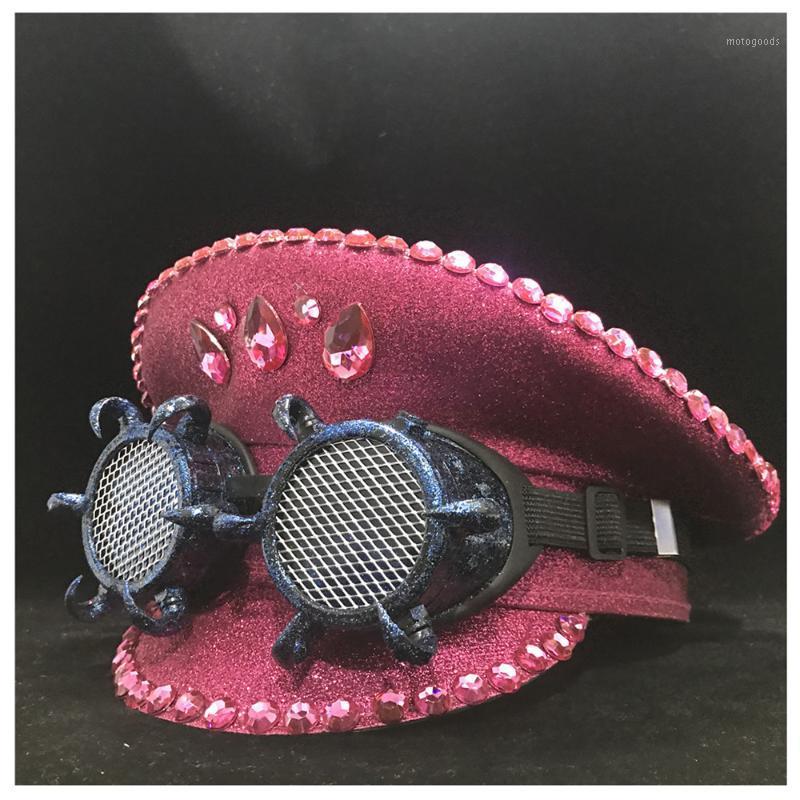 

New Fashion Women Pink Hat With Blue Metal Classes Hat Captain Adult 3 Size1
