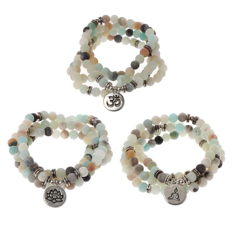 

Mala Amazonite 108 Beads Necklace for Yoga Buddhist Rosary Prayer Charm Bracelet Dropshipping