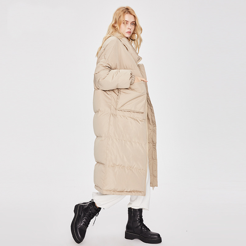 

2021 New Thick Warm Winter White Duck Women High Quality Long Jacket Down Coat Outerwear Feminino Parkas O1th, Khaki