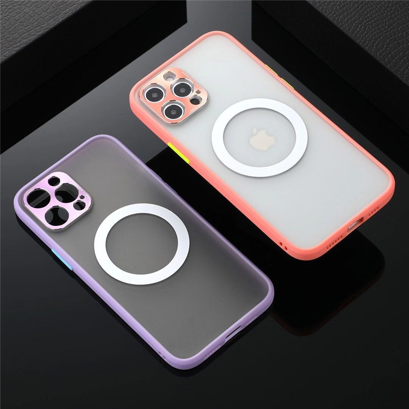 

Shockproof Matte Phone Case For iPhone 12 11 Pro Max XR XS X Magnetic Translucent Bumper PC Hard Back Cover, Black