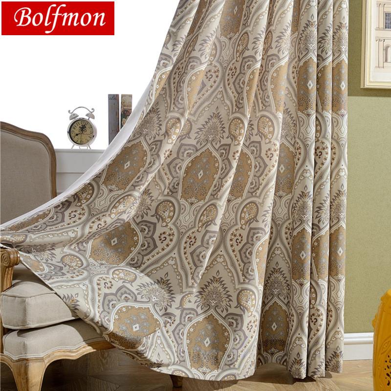 

Cotton Polyester Eco Semi-blackout Europe Style Light Coffee Curtain Fabric for Living Room Window Treatment Drapes Bedroom, Color 1