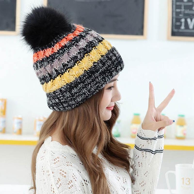 

2020 New Autumn/winter Women's Thickened And Fleeced Knit Hats Woolen Caps With Balls Are Fashionable And Warm1, Bg
