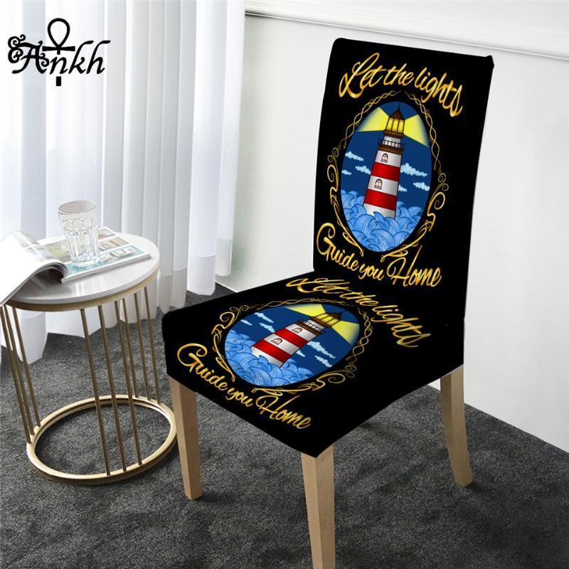 

Lighthouse by Taemin Ankh Chair Cover Ocean Spandex Elastic Slipcover Navigation Dining Seat Cover Golden Letters Funda Silla1