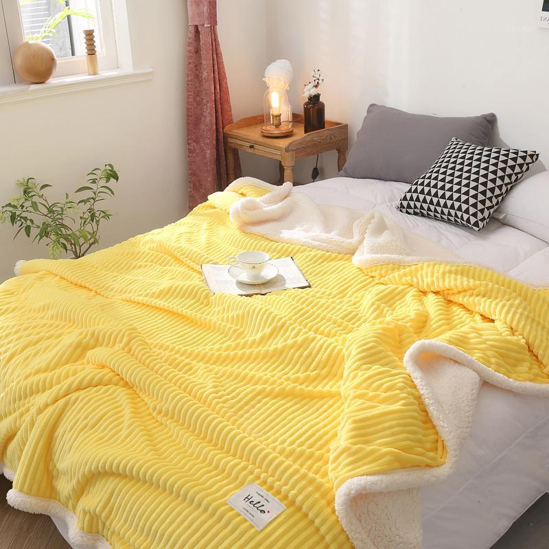 

Coral Fleece Double Layer Blanket Nap Single Bed Soft Bed Cover Fluffy Blankets Plush Couverture Polaire Home Textile BH50MT1