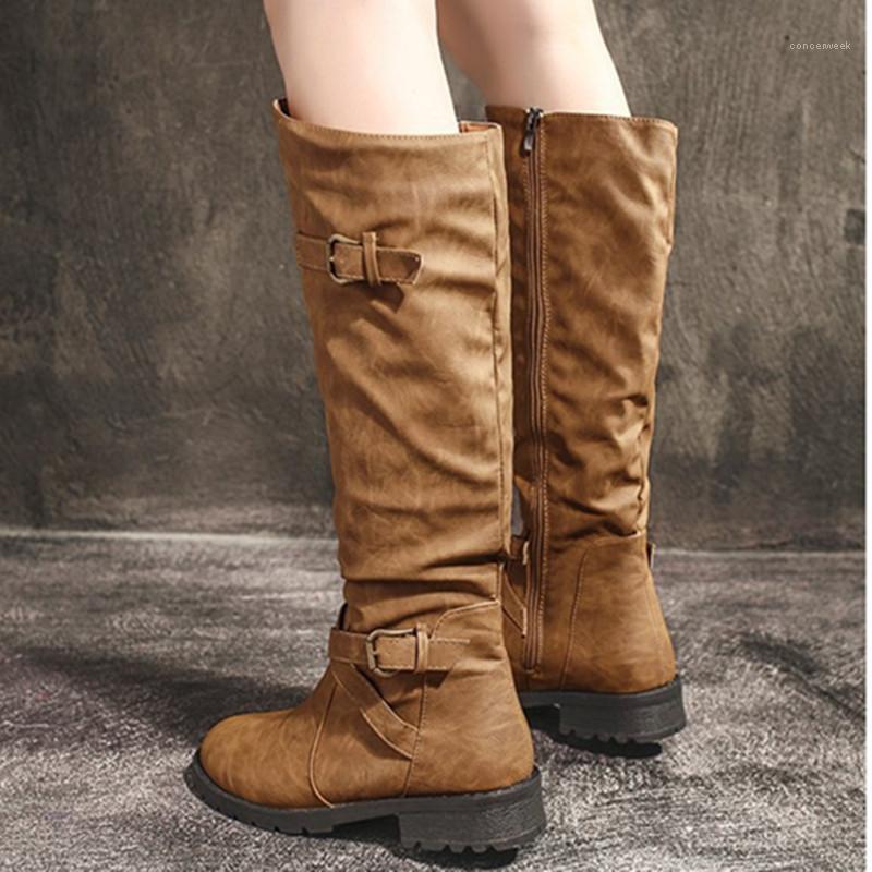 

43 Big Size Riding Boots Women Knee High Boots Autumn New 2020 Female Fashion Long Cowboy1, Beige