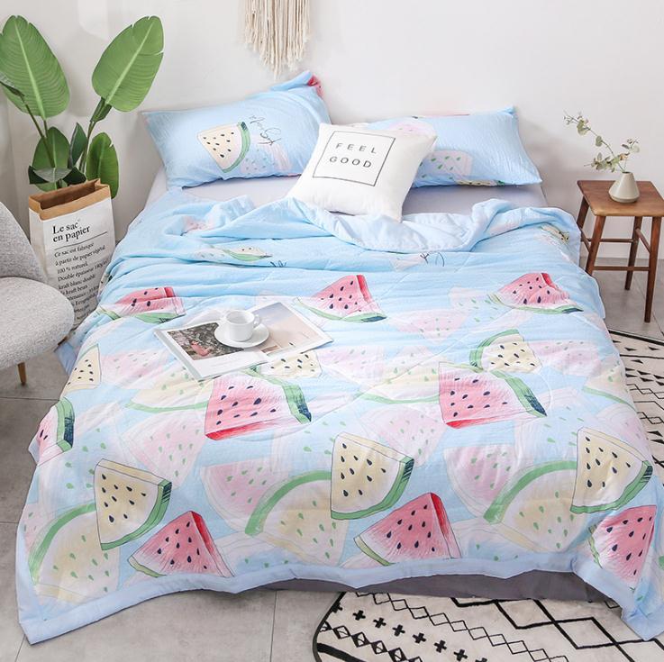 

High Quality Fruit design Washed Cotton Summer Air Conditioner Cool Thin Quilt Comfortable Home Textile Bedding Comforters Duvet