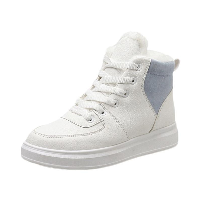 

Women PU Boots Women Ankle Boots Warm Flush Flats Platform Winter Shoes For Comfortable 2020 Fashion White Snow, White women shoes