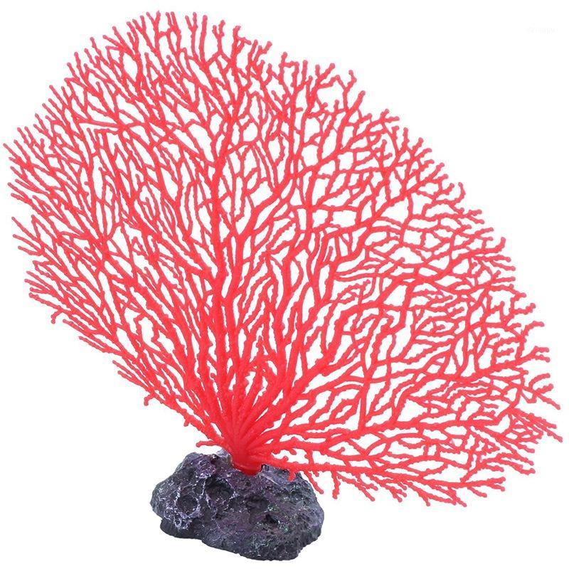 

5.5" Height Red Soft Plastic Branch Coral Emulational Underwater Plant Decor1