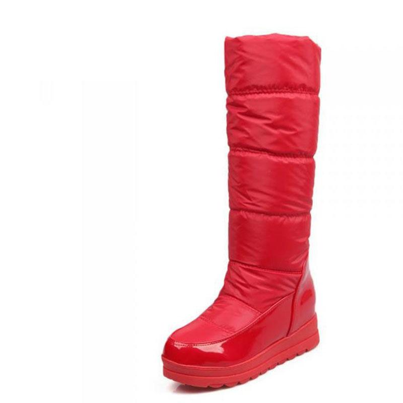 

Add wool warm winter thick cotton shoes lady wedge bottom high feather white boots, waterproof non-slip thickening, Black