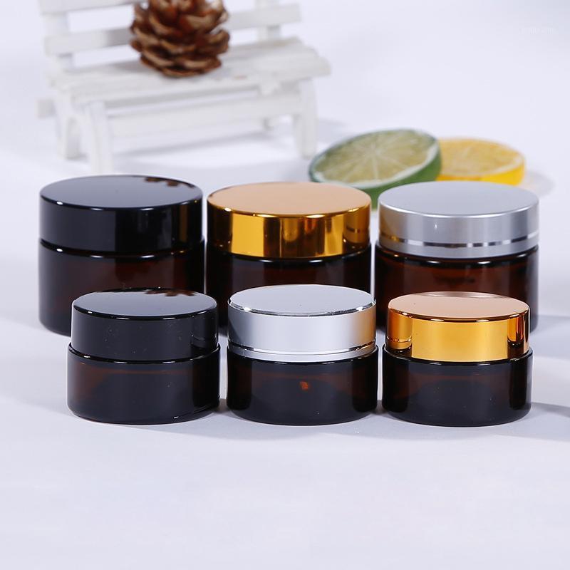 

1pcs 5g 10g 15g 20g 30g 50g Rosted Clear Amber Glass Jar Skin Care Cream Container with Lid and Inner Pad Travel Bottles1