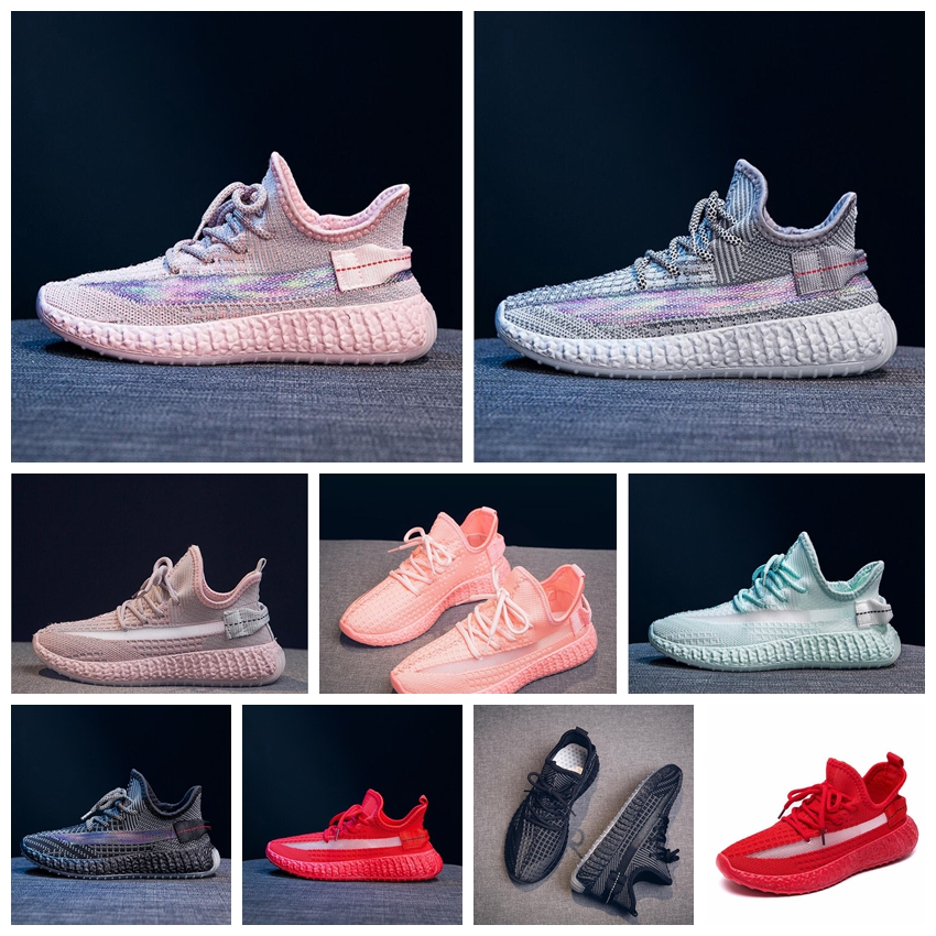 

2021 Women's shoes breathable classical colour matching cream semi frozen yellow kanye west women running girl shoes sports flat casual, Change color in the sun
