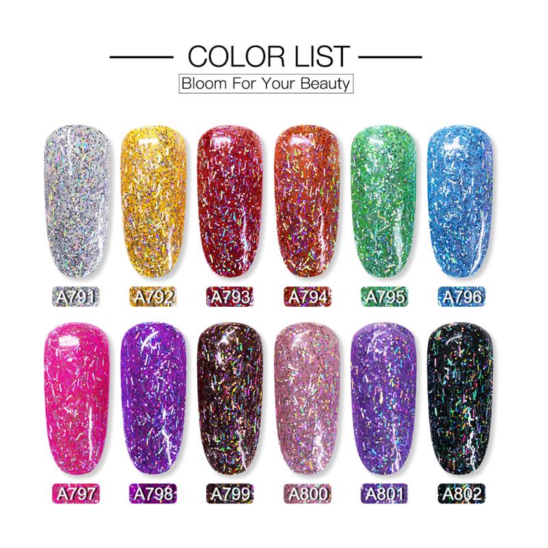 

Glitter Shiny Silk Gel Bright Nail Polish Painting Nail Art Design For Manicure UV Lamp Hybrid Varnish Top Base Primer, A802