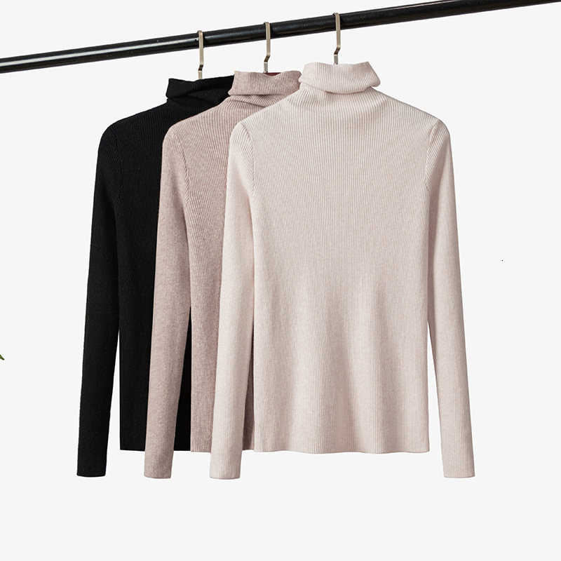 

2021 New Casual Solid Color Turtleneck Autumn Winter Basic Loose Sweater Pullovers Women Knit Jumper Female Thick Oj7n, Black