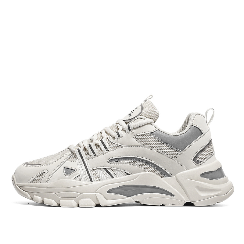 

High Quality New round toe men's outdoor casual sneakers light and comfortable sports shoes, Beige