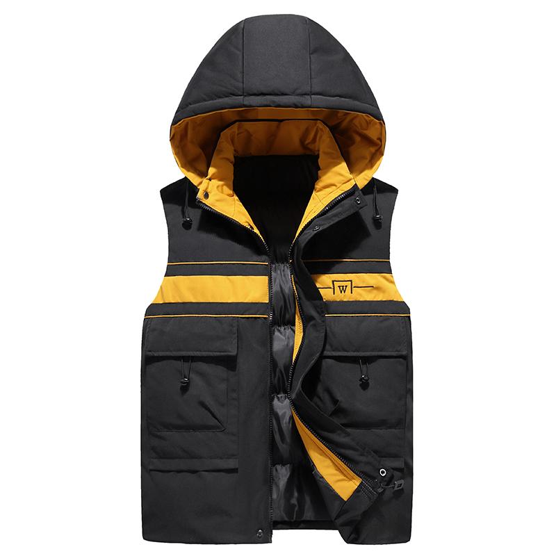 

Sleeveless Men's Vest Big Size 2020 Patchwork Vest Men Outerwear Winter Warm Men's Waistcoat Casual Men Hooded Jacket Man, 201 green