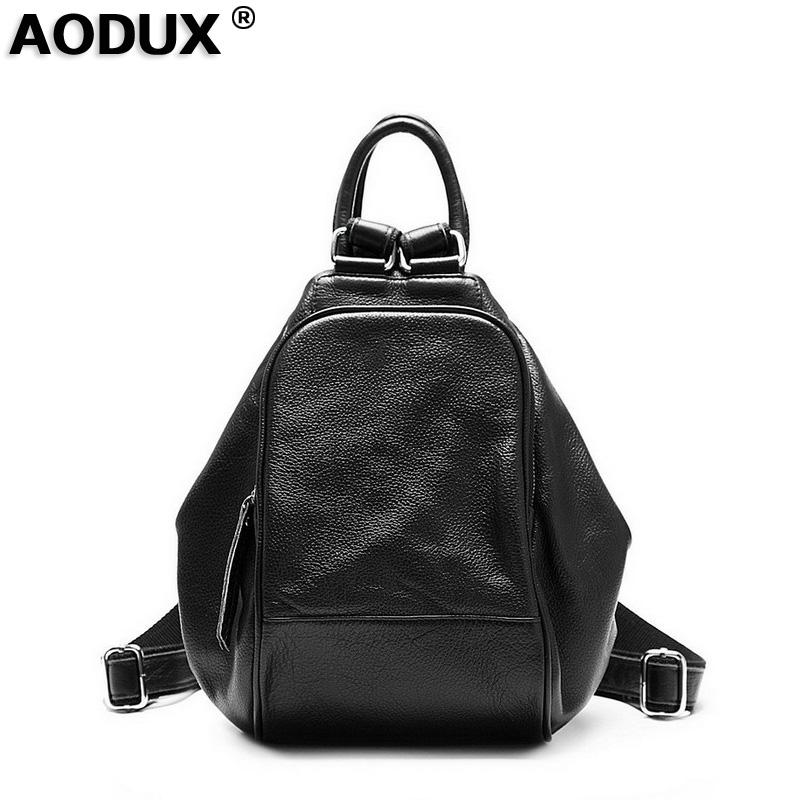 

Fashion 100% Soft Natural Genuine Leather Shoulder Women's Backpack Women Ladies First Layer Real Cowhide Casual Bag, Black